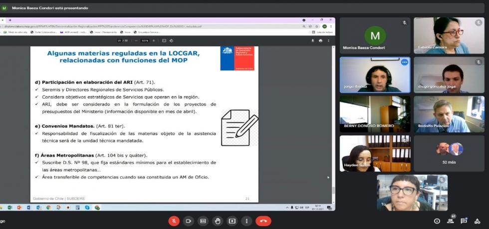 Subdere capacita al MOP sobre transferencias de competencias a gobiernos regionales Subdere capacita al MOP sobre transferencias de competencias a gobiernos regionales